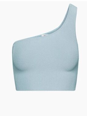 Aritzia Babaton Sculpt Knit One-Shoulder Cropped Tank Blue XS